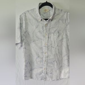 Faherty Men's Ivory Leaf Print Short Sleeve 100% Cotton Shirt Size M